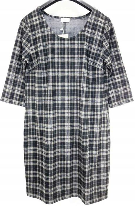 Prosta, klasyczna wygodna sukienka w kratkę 44