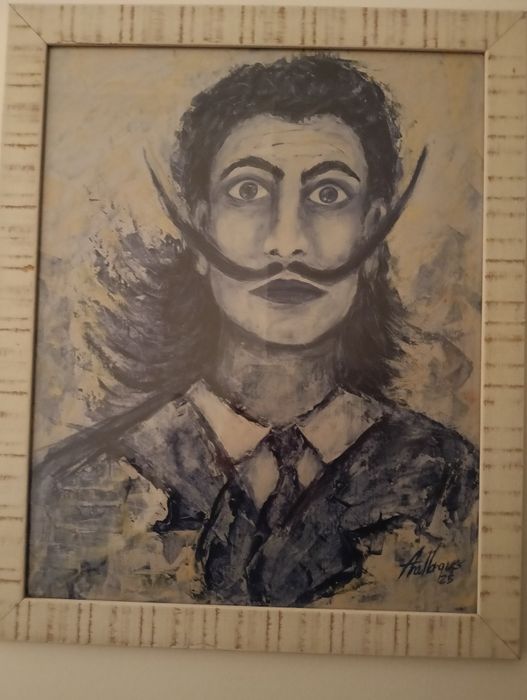 Quadro original e único de autor. Tema "Dali" com moldura em madeira