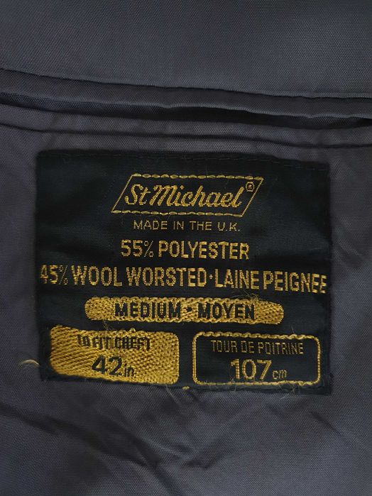 Elegancka męska szara marynarka St Michael 42 na okazje biznesowa