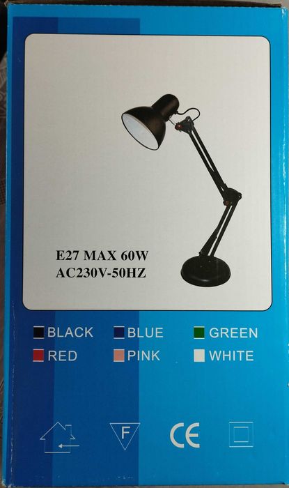 Настільна лампа на підставці зі струбциною, металева та надійна.