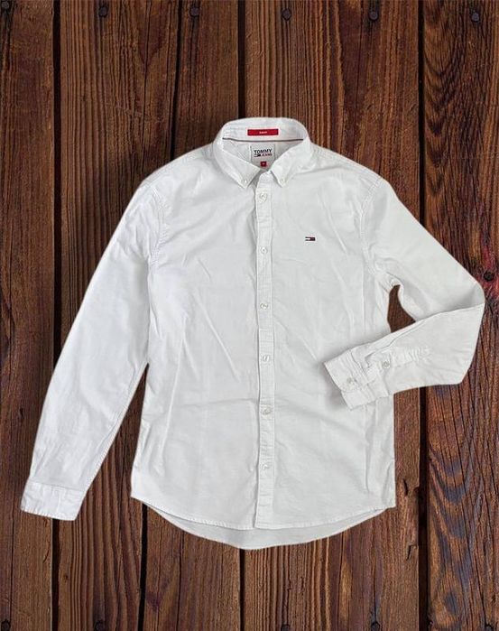 Мужская хлопковая котоновая рубашка tommy hilfiger jeans slim fit