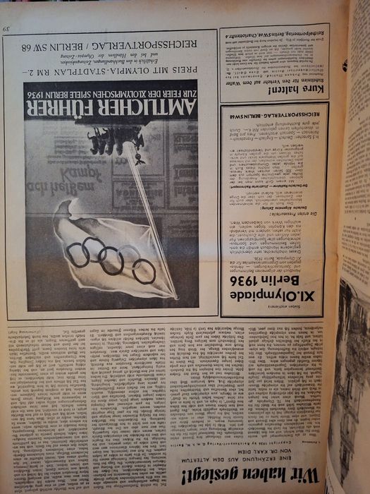 Jogos Olímpicos 1936 - jornal diário dos Jogos