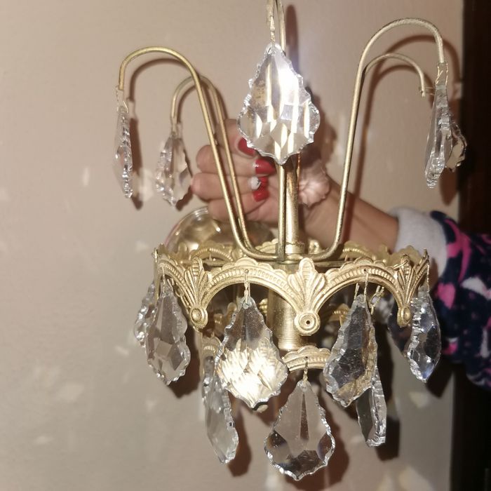 Candeeiro  cristal + apliques