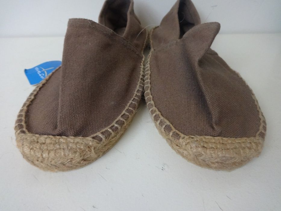 Wyprzedaż espadryle eko tkanina len 36 camel