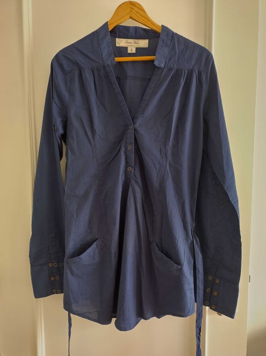 Túnica/Camisa comprida azul escuro – Tamanho L – Manga comprida