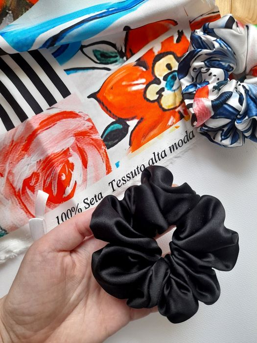 2 sztuki jedwabne gumki do włosów scrunchie