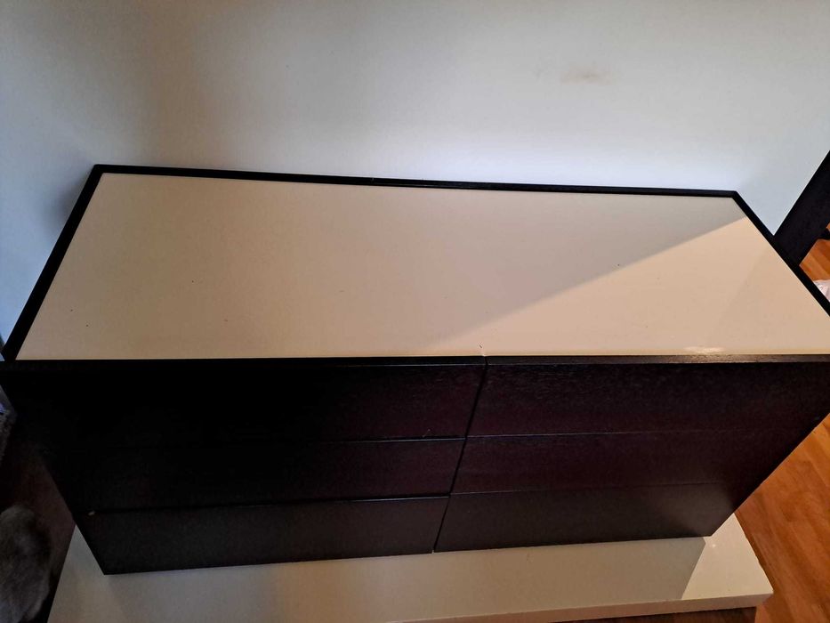 Mobília Quarto de Casal wengue e lacado bege alto brilho (usado)