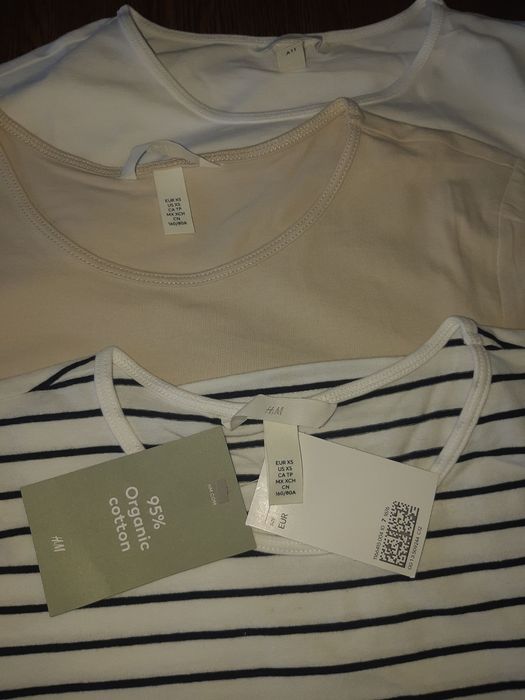 Новая Футболка H&M, XS комплект, набор футболок женская