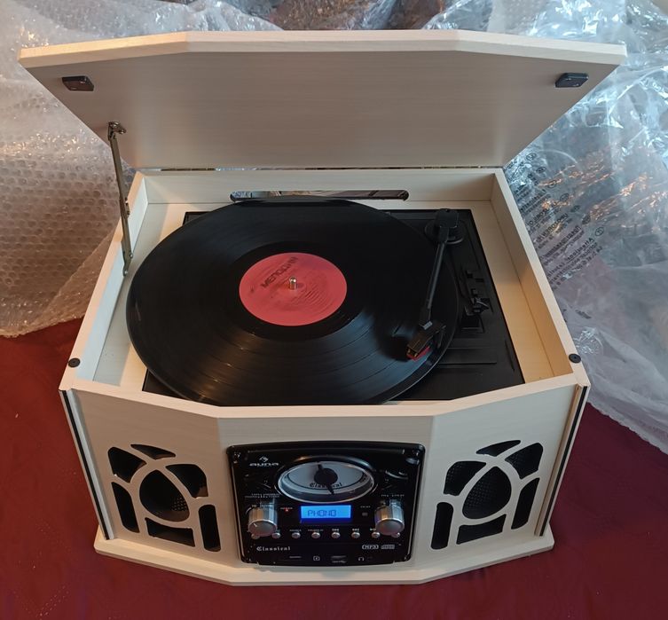 Програвач вінулу Auna NR-620, CD,USB,SD,FM, Tape, білий