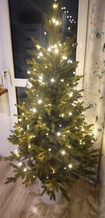 Choinka sztuczna gumowa świerk naturalny PE w doniczce 160 cm jak żywa