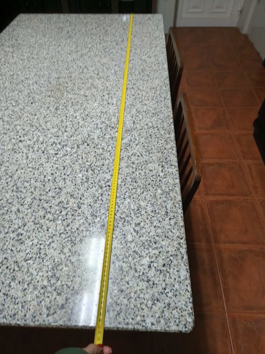 Mesa madeira maciça com pedra mármore