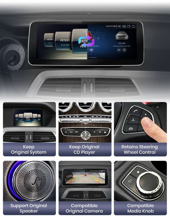 Rádio Android Mercedes W204 GLC Classe V 8/256GB Carplay GPS WiFi NOVO
