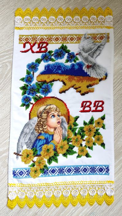 Великодній рушничок вишитий бісером