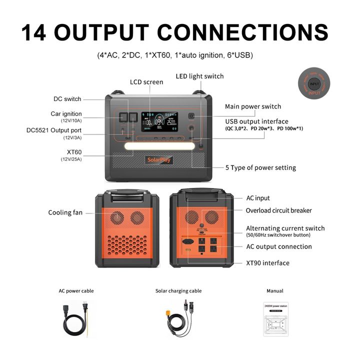 Зарядна станція Solarplay Q2402M 2500 Вт/2304 Вт*год