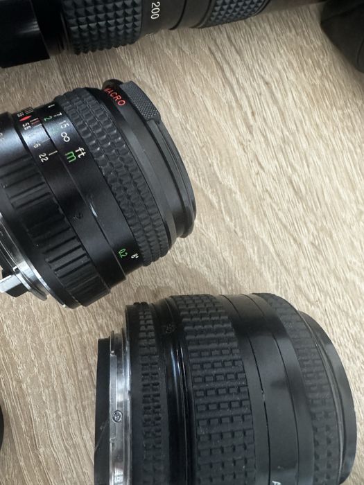 Szkła czyste, bez grzyba i rys» ( Zestaw 4 obiektywów retro Nikon, Pentax, Hanimex, Ozeck | Japan Okazja