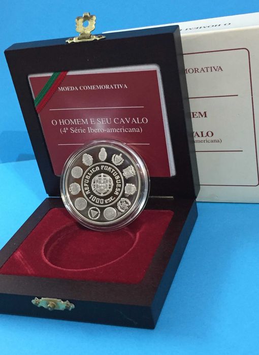 1000 Escudos 2000 O HOMEM E SEU CAVALO prata PROOF estojo e certificado
