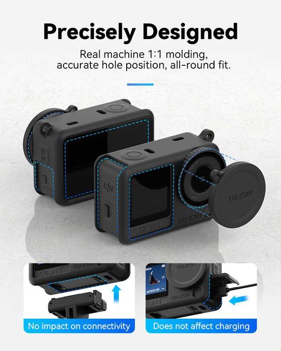 Silikonowe etui ochronne TELESIN do DJI OSMO Action 6 szary pomarańcz