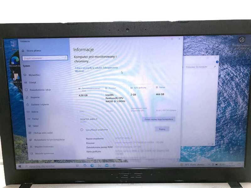 Laptop Asus R541 win10/500/4gb/celeron zasilacz