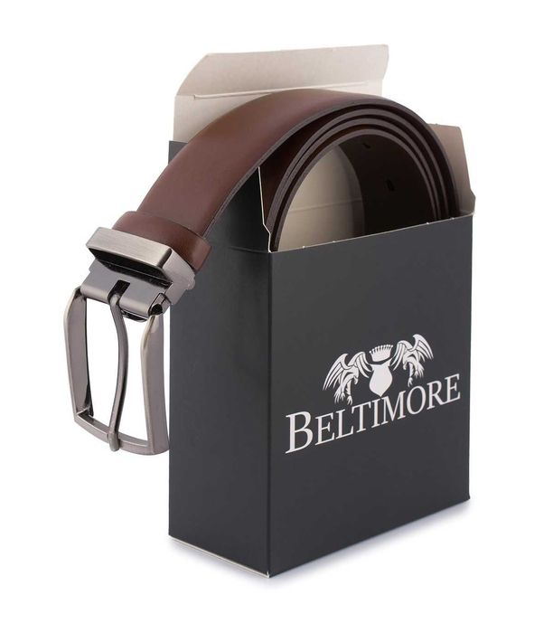 Pasek męski 3,5 cm casualowy brązowy skóra lico Beltimore brązowy E37