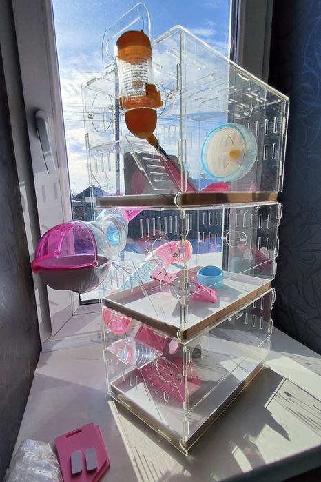 клітка для хомяка простора 3-поверхова акрилова