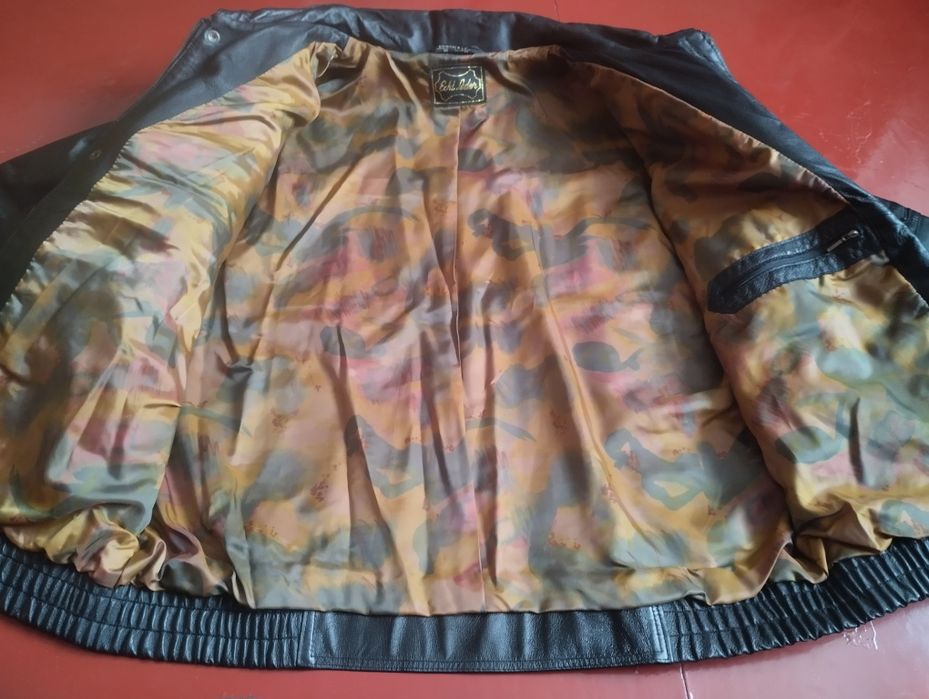 Вінтажна шкіряна куртка-бомбер (Echt Leder). Фурнітура YKK Ziplon. 56р