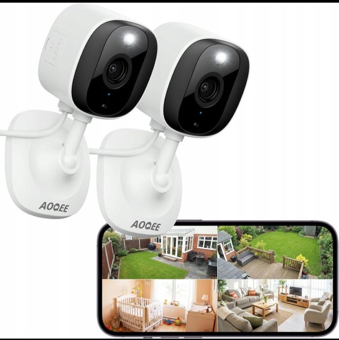 AOQEE Kamera 2K 3MP 2szt IP65 WiFi Wewnętrzna Zewnętrzna Alarm App