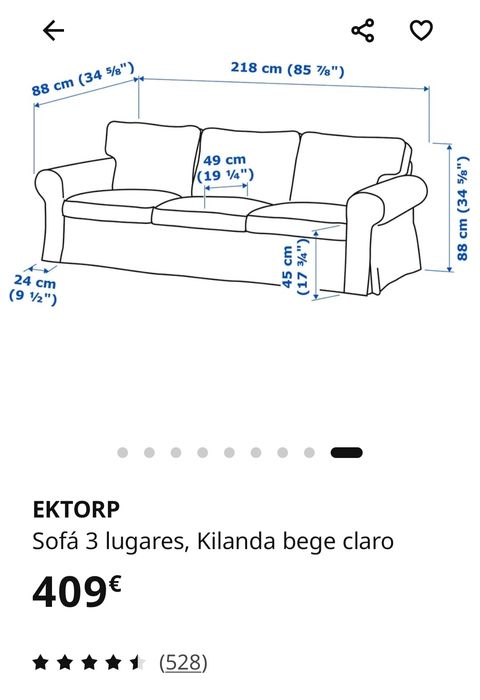 Sofá 3 lugares Ektorp