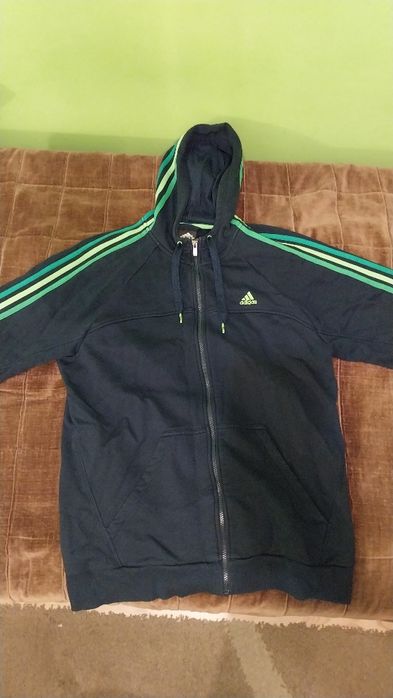 Bluza ADIDAS -granatowa z paskami na ramionach- L