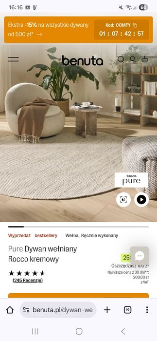 Ręcznie tkany dywan wełniany okrągły 100cm