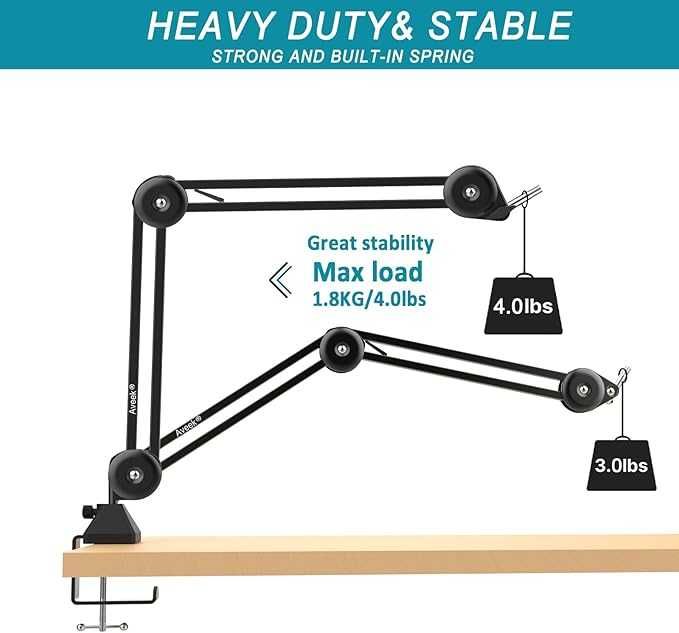 Wysięgnik ramię mikrofonu Aveek, regulowany, nożycowy, obrotowy