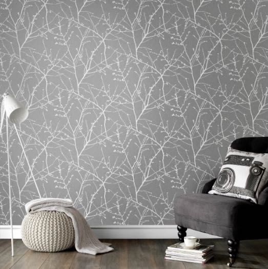 Papel de Parede Graham & Brown 33-272 Innocence Charcoal/ Cinza Escuro