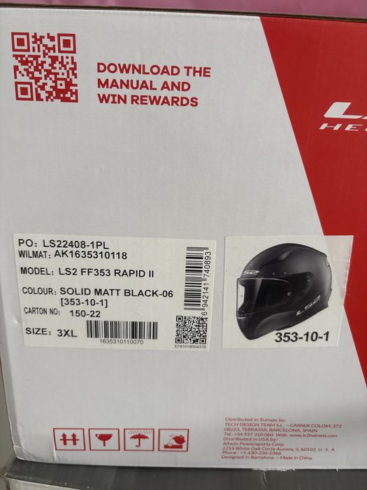 Kask motocyklowy LS2 FF353 Rapid Czarny 3XL - Jak Nowy!