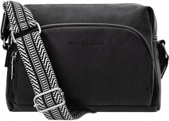torebka damska na ramię z paskiem crossbody skóra eko czarna solidna