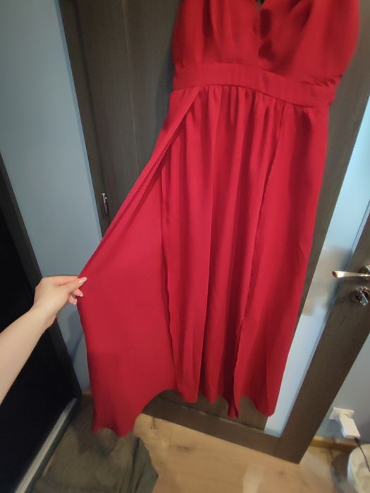 Długa sukienka bordowa