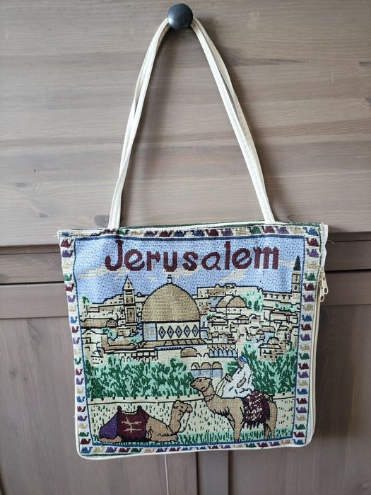 Jerusalem :)Gobelinowa torba na ramię – Pamiątka z Jerozolimy (Izrael) | UNIKAT!