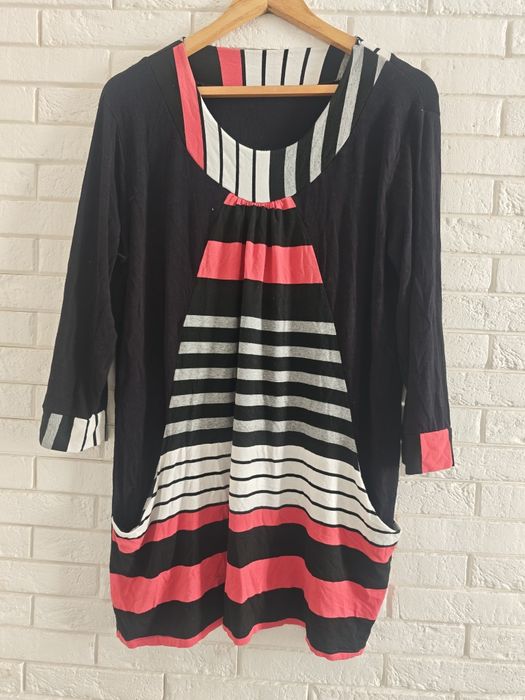 Tunika Sukienka w Paski Wokół Domu Wygodna Casual / Striped Tunic Dress Casual Loungewear