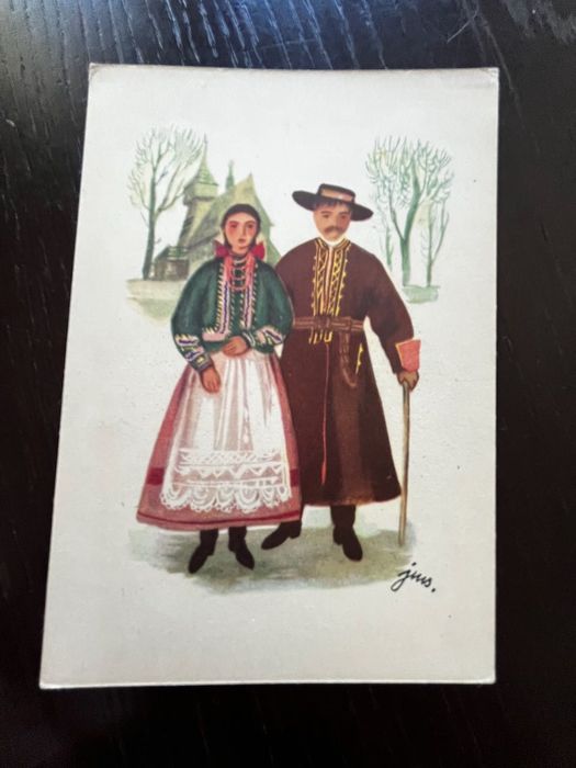 Szancer pocztówka - stroje ludowe Rzeszowskie Szancer - rzadka pozycja
