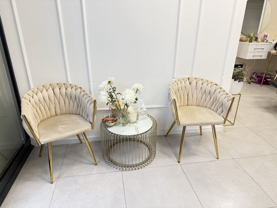 Elegancki zestaw do poczekalni – 2 fotele + stolik glamour