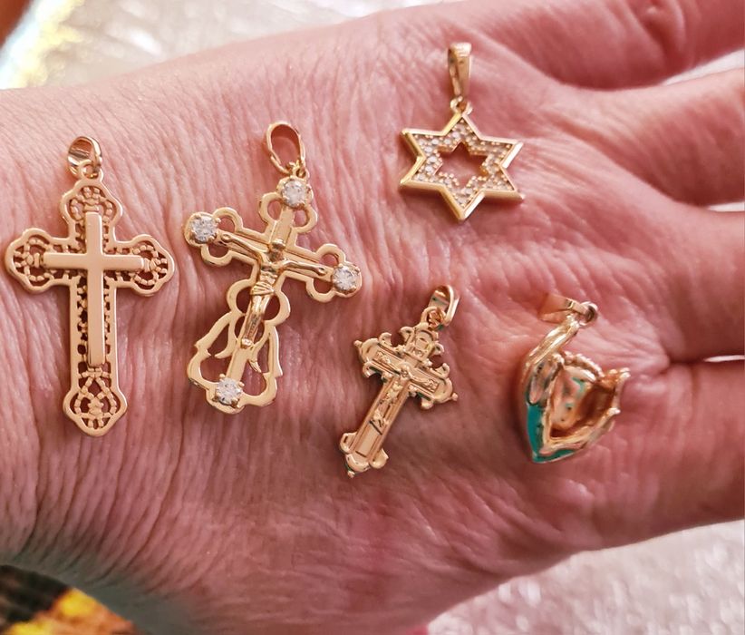 Медицинское золото Xuping- остатки Лот Цепь браслет кольца крестики