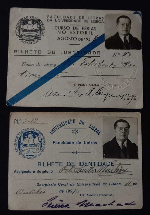 Universidade de Lisboa  - Cartões identificação da Faculdade de Letras