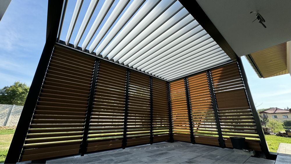 Pergola Lamelowa z otwieranym dachem, oświetleniem i montażem, 6x4m