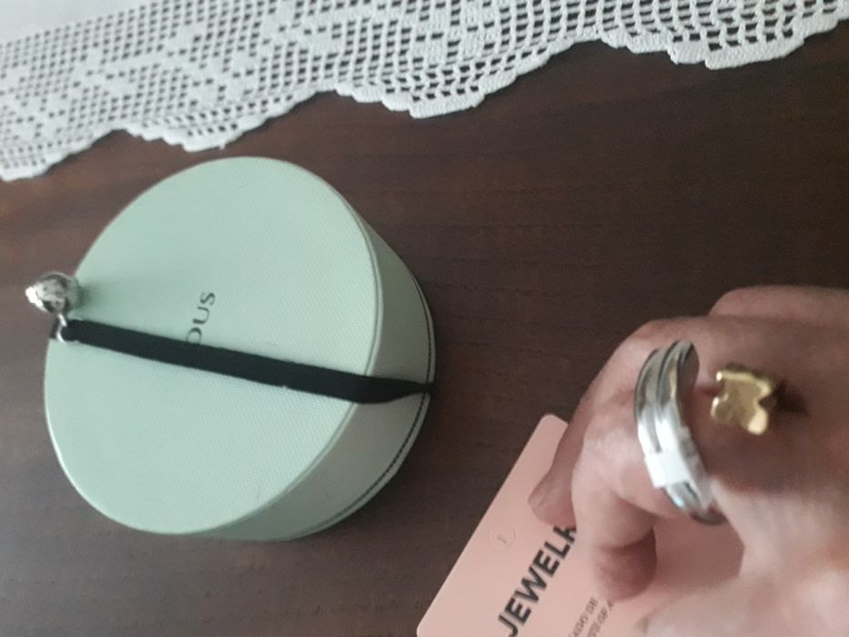 Anel nr 17 bicolor com ursinho tous e coração