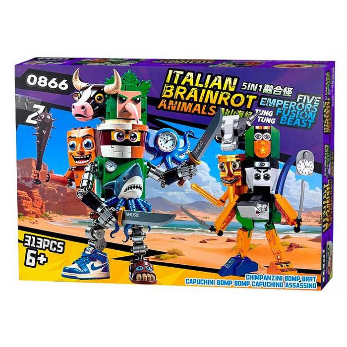 Лего Брейнрот Мега-герой 5в1. 311 деталей. 4 вида. Lego Brainrot
