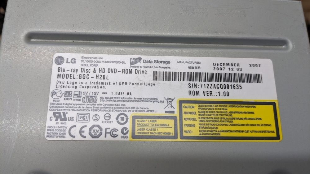 Оптичний Привід DVD- RW, BR rewrieter sn