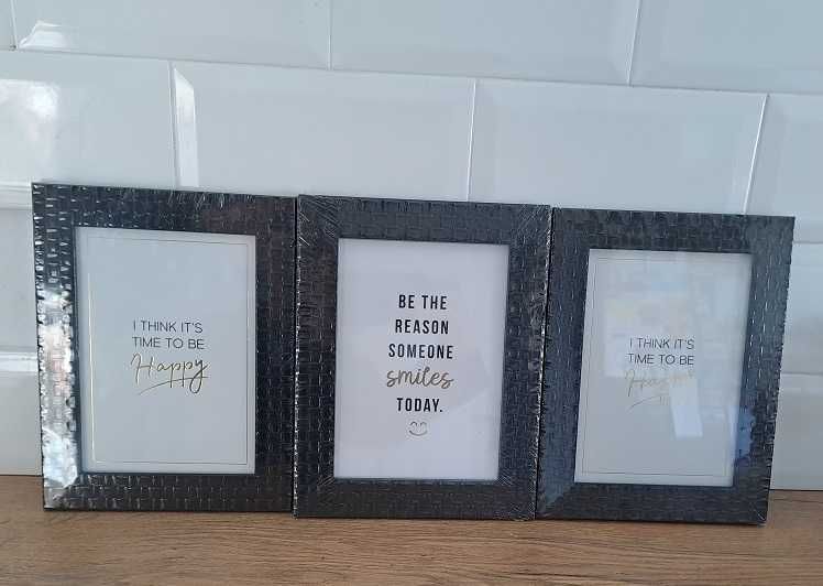 Ramki na zdjęcia 13 x 18 cm ramki motywacyjne czarne 3 sztuki