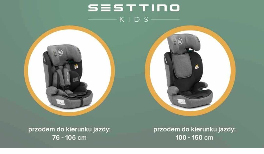Fotelik Samochodowy 76-150cm Sesttino Rocker Pro 9-36kg Montaż Pasem