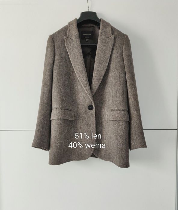 Marynarka Massimo dutti 40 L wełniana bawełniana brązowa beżowa