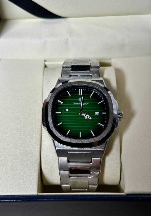 Чоловічий годинник Poedagar Nautilus срібні, зелений циферблат