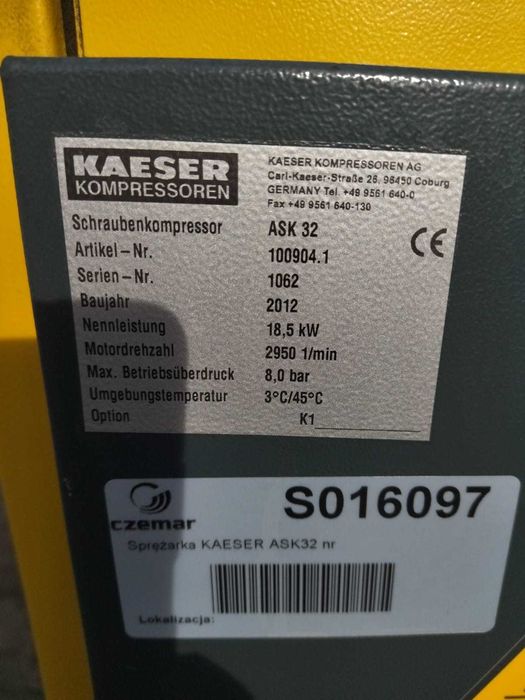 Sprężarka śrubowa,kompresor Kaeser ASK32,18,5 KW,S016097