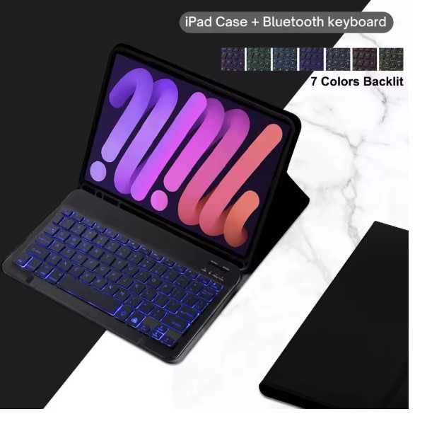 Capa + Teclado retroiluminado amovível - IPAD MINI 6 e 7 - côr preto